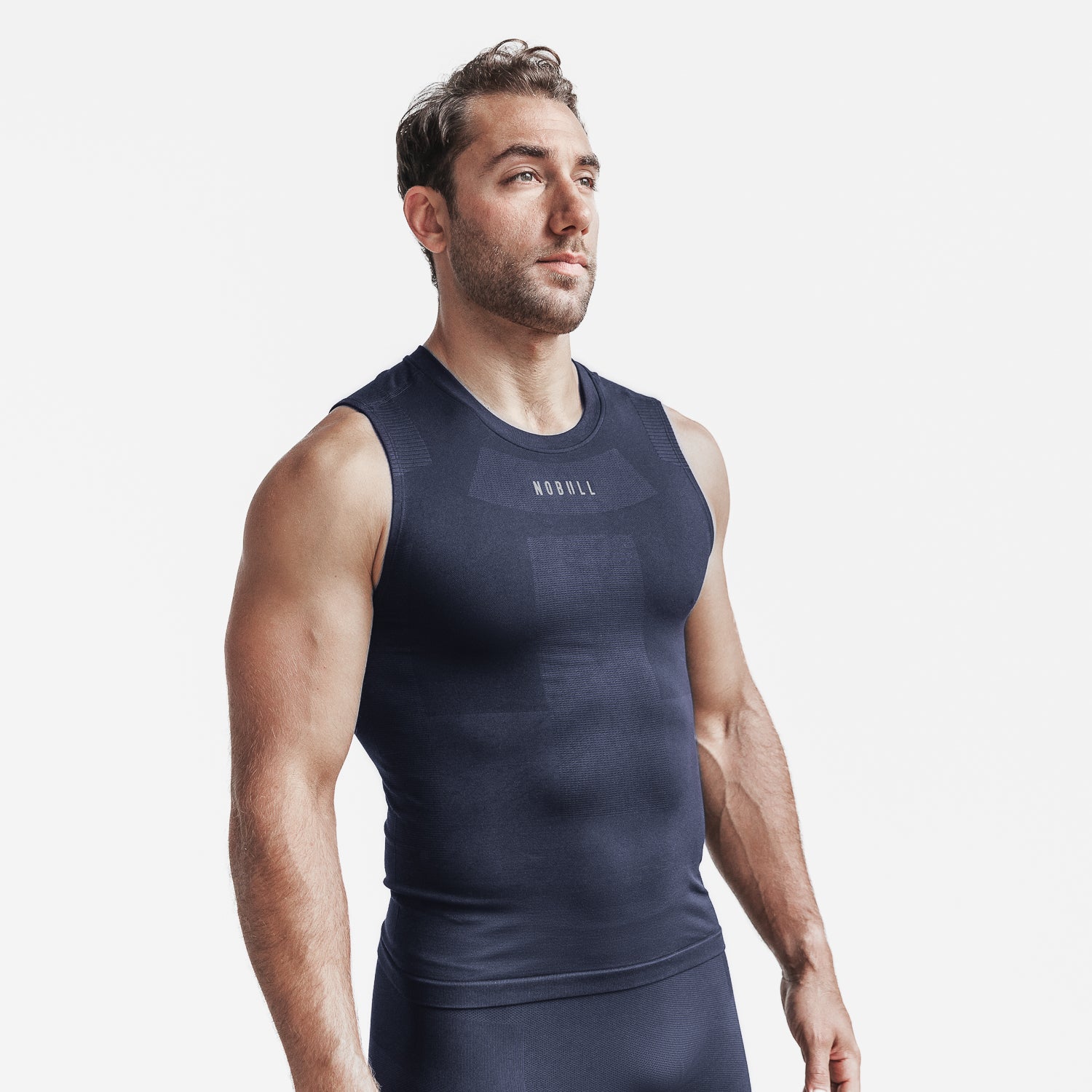 MEN'S MIDWEIGHT SEAMLESS COMPRESSION SLEEVELESS TOP, NAVY